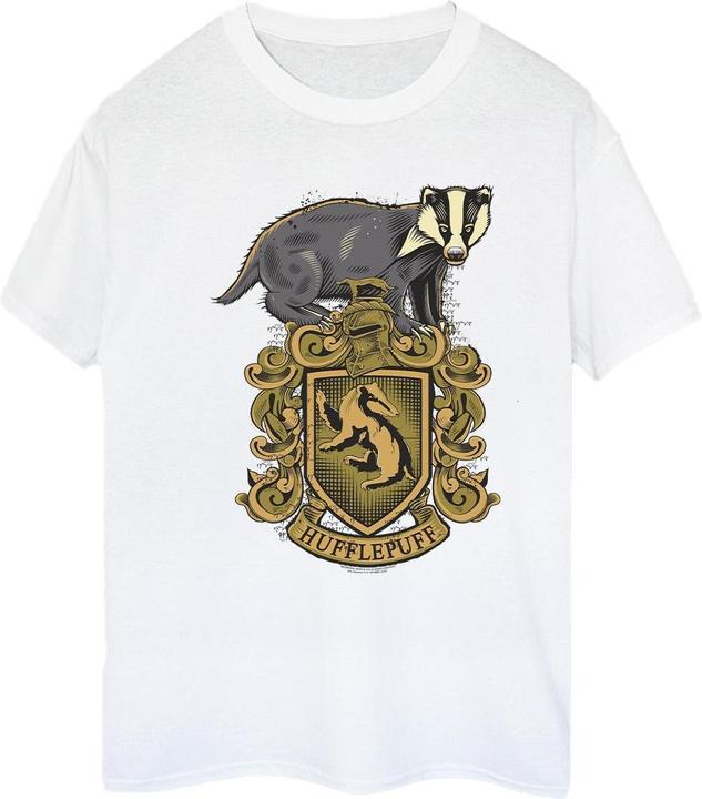 Actual product image Womens/Ladies Hufflepuff Sketch Crest Cotton Boyfriend T-Shirt (L)