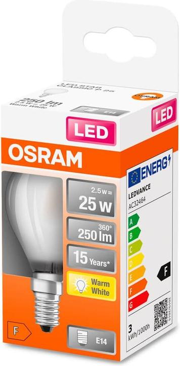 Actual product image Osram Star Classic P25 (E14, 2.50 W, 250 lm, 1 x, F)