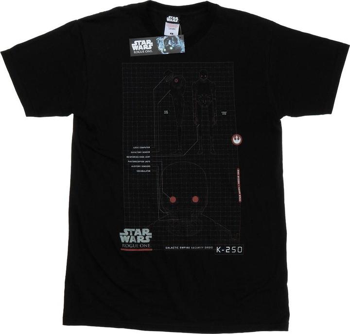 Actual product image Star Wars Mens Rogue One K-2SO Schematic T-Shirt (S)