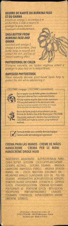 Valeurs nutritives et ingrédients L'Occitane Crème Mains Essentiel (150 ml)