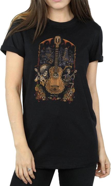 Actual product image Disney Womens/Ladies Coco Guitar Poster Cotton Boyfriend T-Shirt (XL)