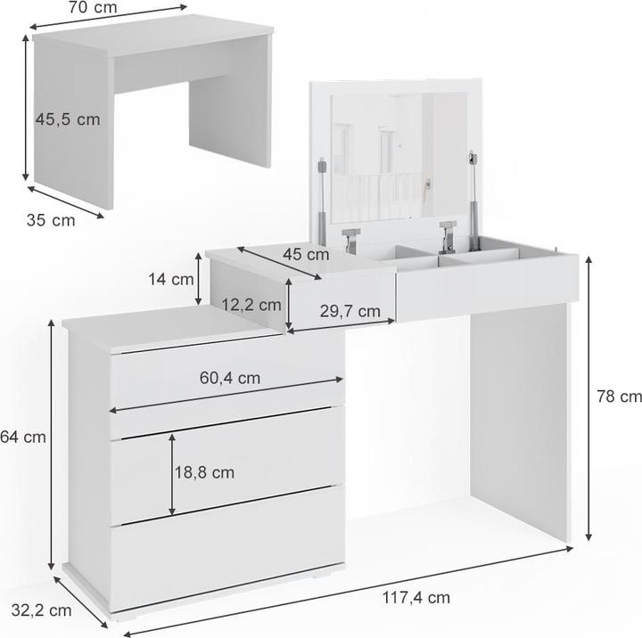 Immagine prodotto Vicco Lotus con sgabello (117 x 45 x 78 cm)