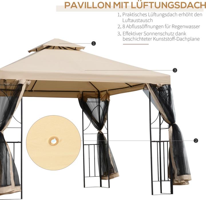 Actual product image Outsunny Pavilion with mosquito net (300 cm, 300 cm)