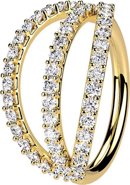 Star Piercing Micro Piercing Ring 14k vergoldet drei Ringe mit Kristallen (Messing)