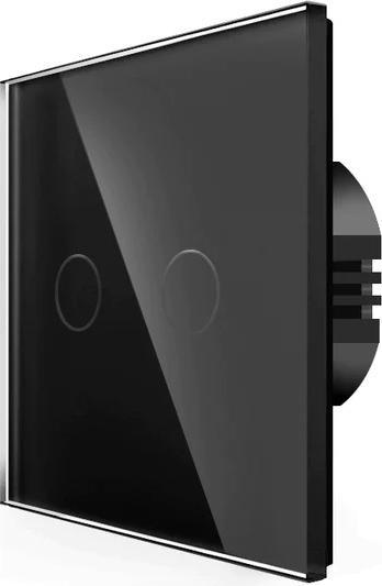 Spring Two Gang, One Way Touch Switch, Glass Black