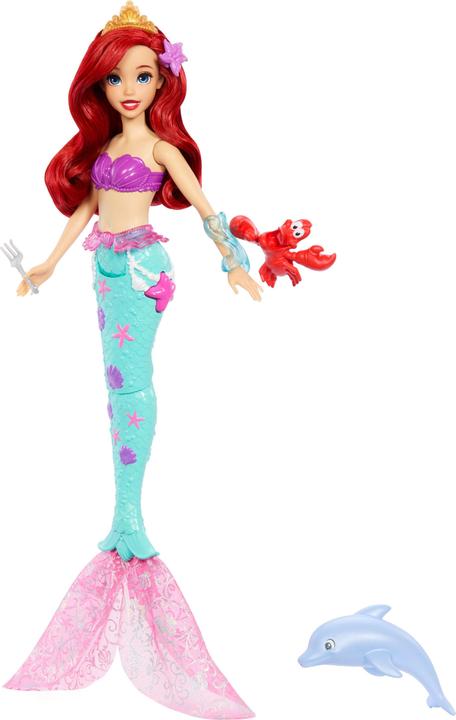 Actual product image Mattel Disney Princess Ocean Friends Ariel Swimming Mermaid Doll with Squirt Toy, Figure & 4 Accessories