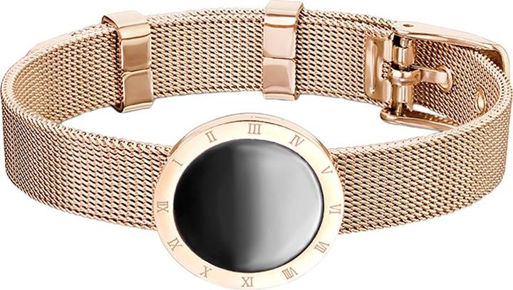 Image du produit Star Piercing Bracelet or rose émail noir avec chiffres romains (23 cm, Acier chirurgical 316L, sans laiton)