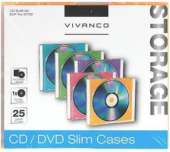Actual product image Vivanco CD Slim Case for one CD, 25-pack, 5 colours assorted (CDs)