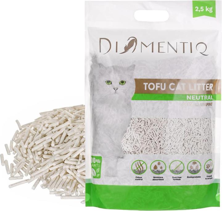 Actual product image Diamentiq Żwirek Tofu zbrylający 2 5 kg NATURALNY (Biodegradable, Non-dusting, Clumping, 2.50 kg)