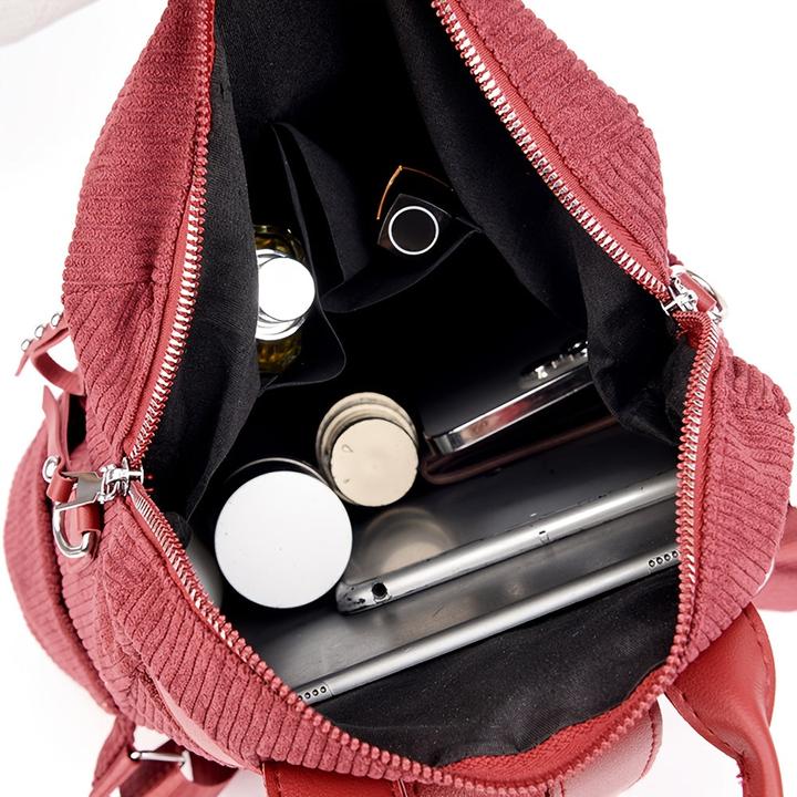 Immagine prodotto Only-Bags.Store Elegante zaino in velluto a coste - spazioso e versatile con cinghie regolabili, chiusura a zip per