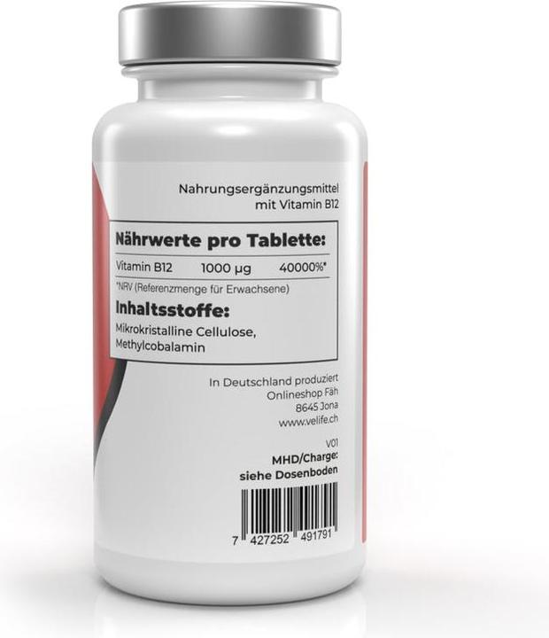 Produktbild VeLife Vitamin B12 Tabl (180 Stück, Tabletten, 81 g)