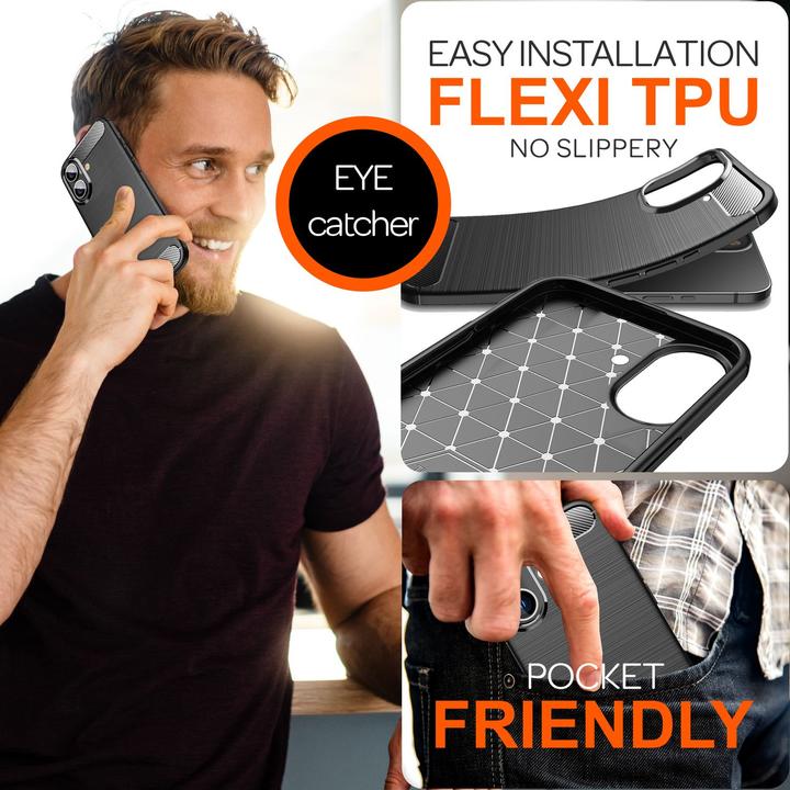 Produktbild Nalia Carbon-Look Silikon Hülle (Apple iPhone 16 Plus)