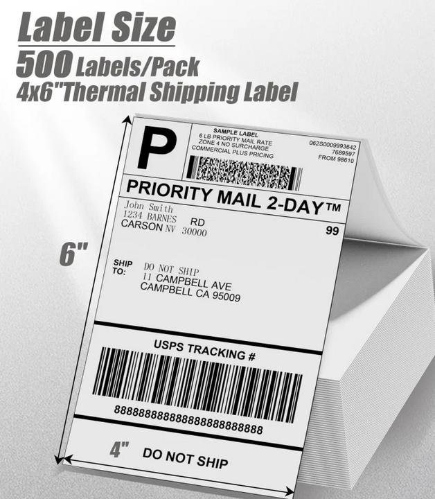 Produktbild Phomemo Versandetiketten 10,2 x 15,2 cm für PM-246/PM-246 Pro (500 Stk.)
