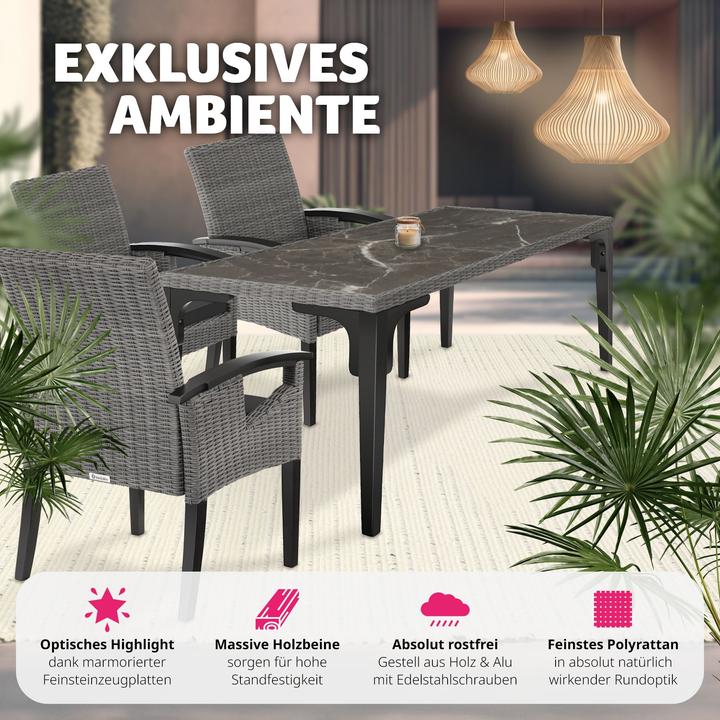 Produktbild tectake Rattan Tisch Foggia 196x87x76cm (196 cm)