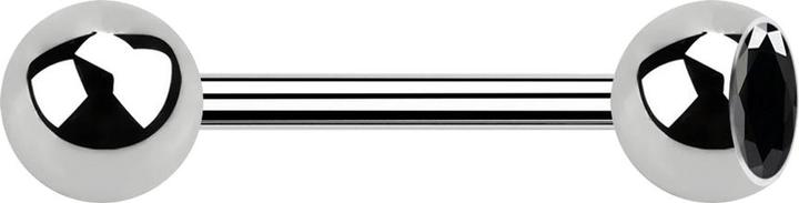 Produktbild Star Piercing Barbell silber mit Kugel und Kugel Kristall schwarz (Chirurgenstahl 316L)
