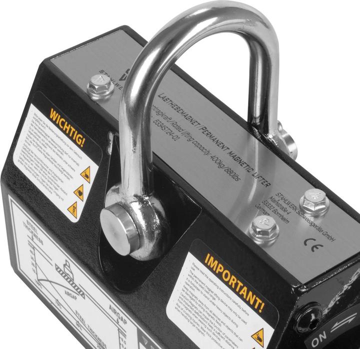 Image du produit Stahlwerk Aimant de levage avec 400 kg 880 lbs de capacité 1280 kg 2821 lbs de traction (400 kg)