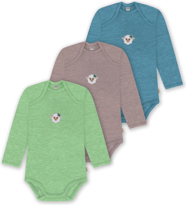 Normani 3er Pack Baby Merino Body Langarm „Auckland" - 9383