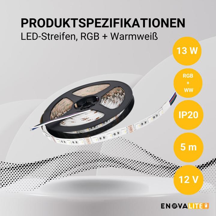 Produktbild Enovalite LED-Streifen (Warmweiss, 500 cm, Indoor, Outdoor)