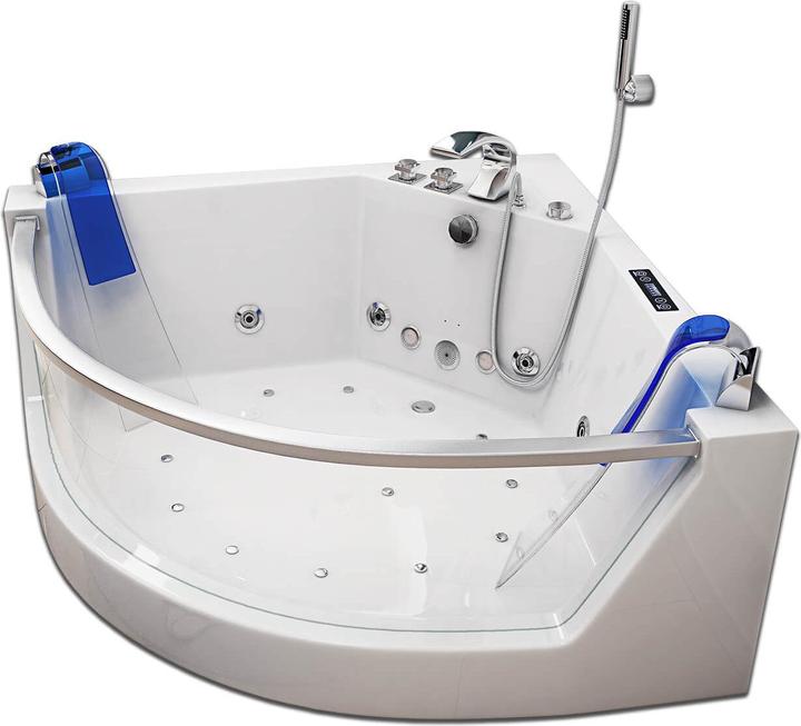 Home Deluxe Whirlpool Badewanne mit LED Lichttherapie NAUTICA L - 140x140cm (140 cm, 140 cm)