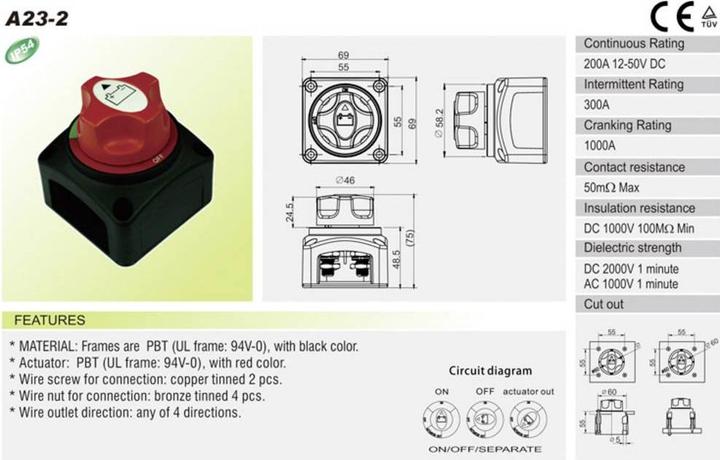 Actual product image Tru Components Automotive battery switch 12 50 V/DC
