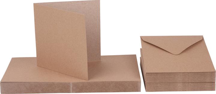 Produktbild Craft UK Limited XXL Doppelkarten mit Umschlägen "Kraftpapier", 12,5 x 12,5 cm, 50 Stück (50 Stk.)
