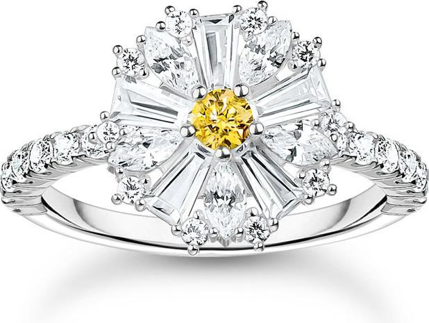 Produktbild Thomas Sabo Cocktailring Blume Lovely Daisy mit Steinen Silber (54, 925 Silber)