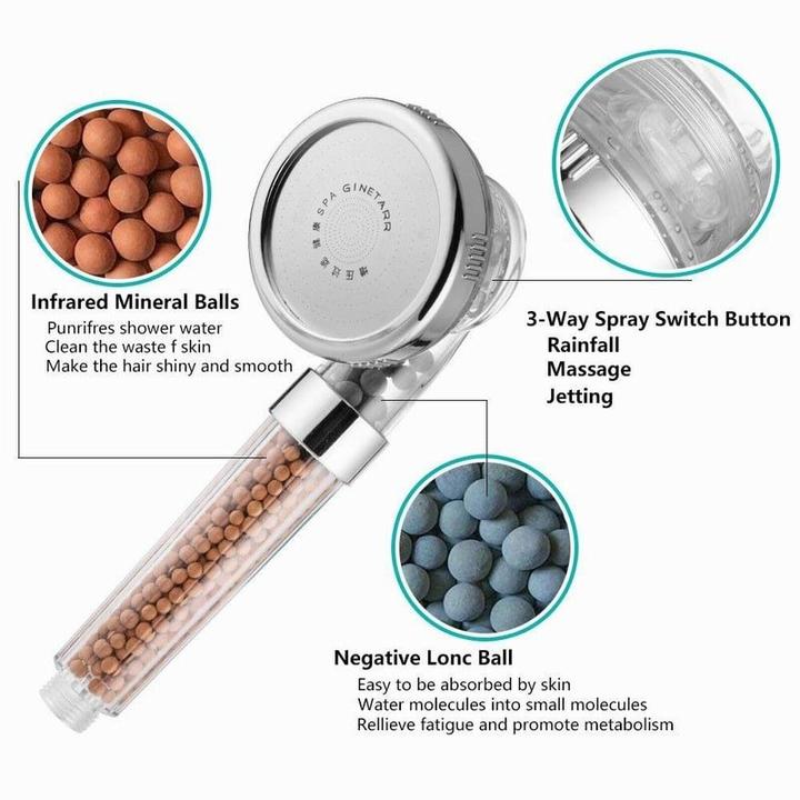 Image du produit JTI Pomme de douche avec perles minérales (3 Types de jets)