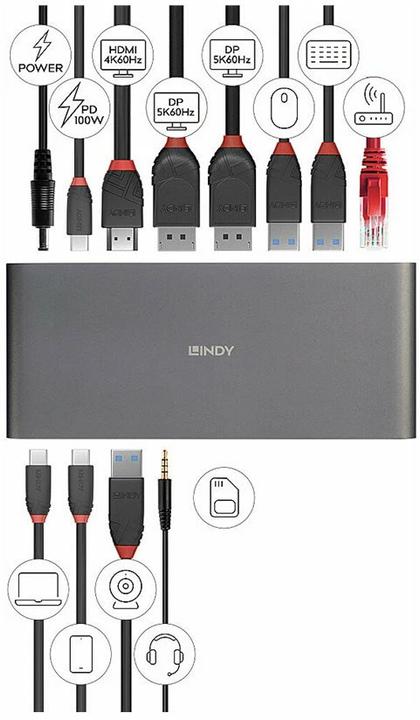 Actual product image Lindy USB 3.2 Type C Laptop Docking Station (USB-C, 3 Ports)