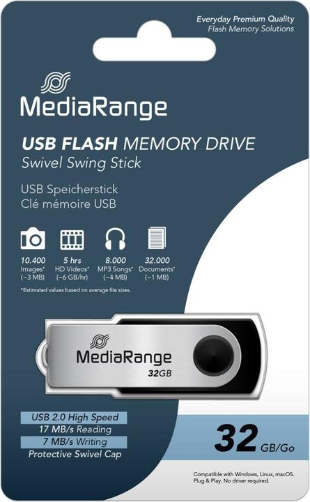 Image du produit MediaRange Clé de mémoire MR911 (32 Go, USB-A)