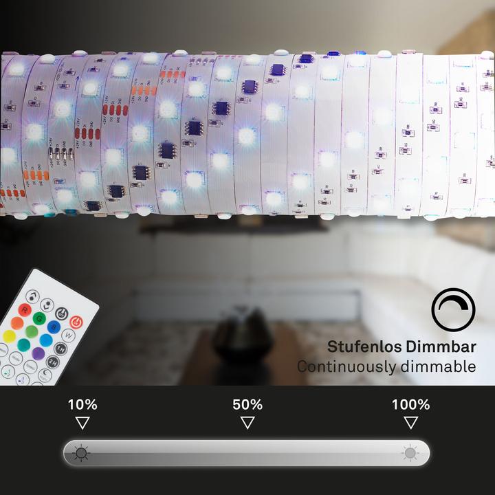 Immagine prodotto Briloner Fascia flessibile Magic RGB LED, 3 m, incl. sensore musicale (300 cm, Interno)