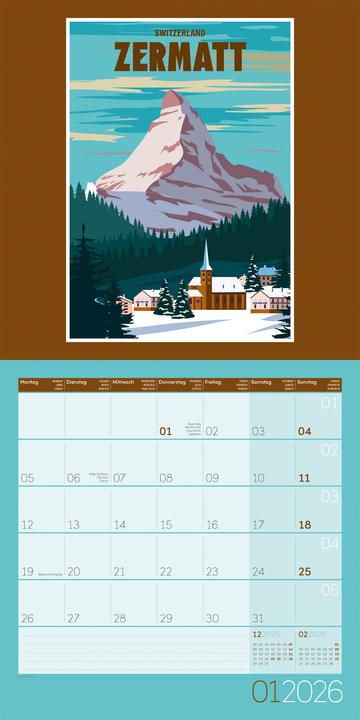 Image du produit Vintage Voyage - Reiseposter - Kalender 2026 - 30x30 (30 x 30 cm, Couverture rigide, Allemand, Français, Anglais)