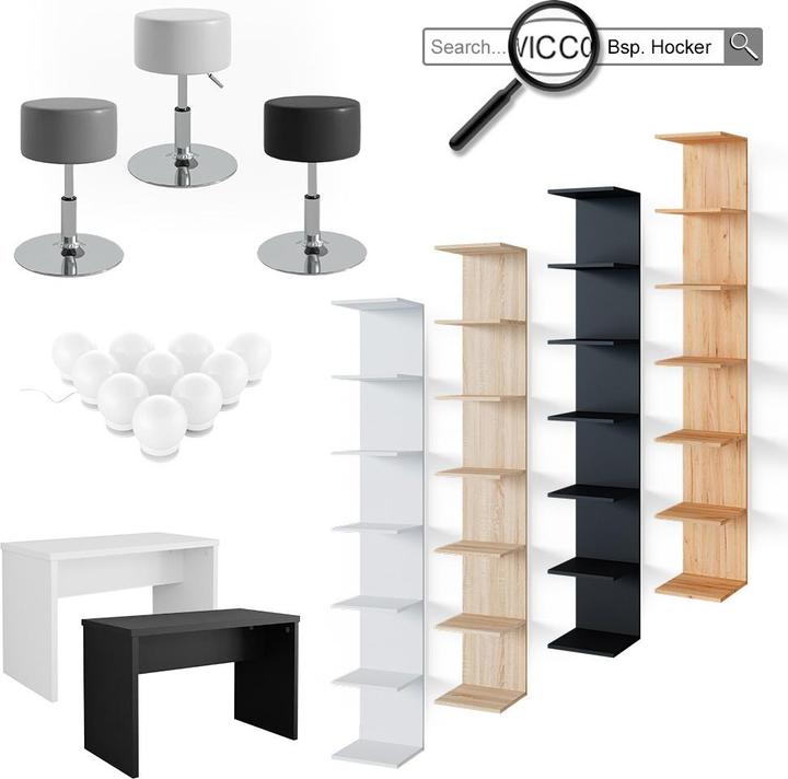 Actual product image Vicco Conrada with stool and lighting (80 x 36 x 131.5 cm)