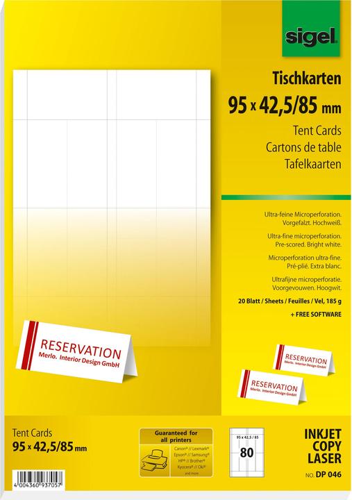Sigel Place cards (A4, 185 g/m², 20 x)