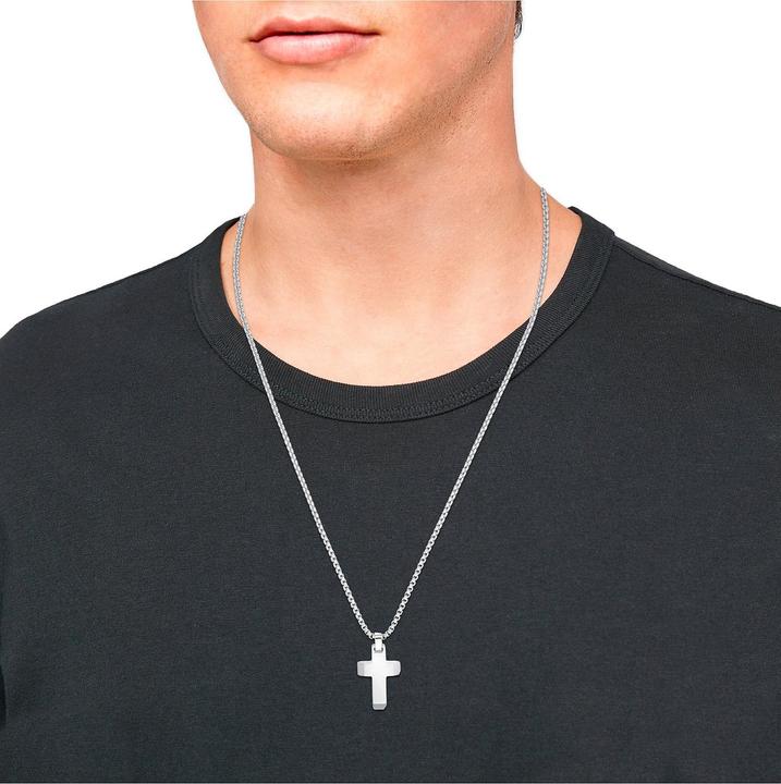 Produktbild S.Oliver Halskette für Herren, Edelstahl|Kreuz (Edelstahl, 50 cm)