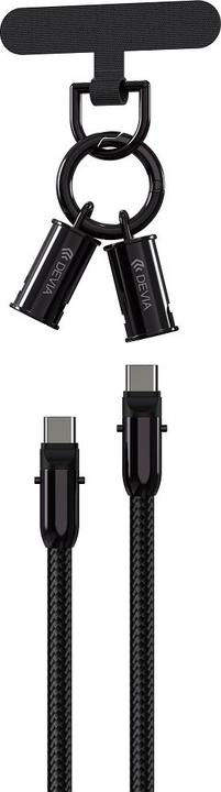 Produktbild Devia Kabelbinder 2in1 PD USB-C - USB-C 1,2 m 60W schwarz (1.20 m, 60 W)
