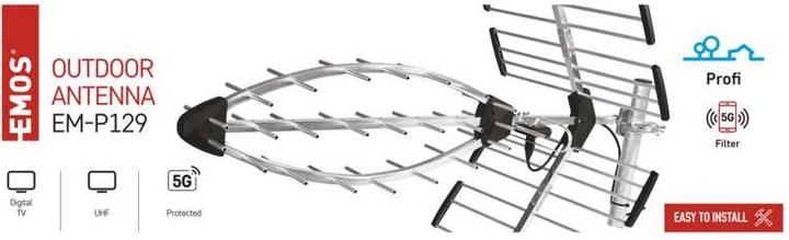 Actual product image Emos Outdoor antenna EM-29U5G, PROFI, 0-200 km, DVB-T2, LTE/4G/5G filter (DVB-T / -T2)