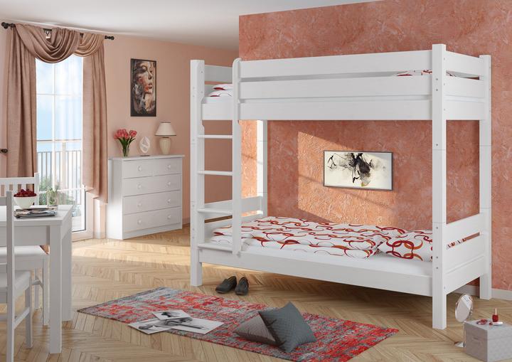 Produktbild Erst-Holz Etagenbett für Erwachsene weiss 100x200 Stockbett teilbar mit Rollrost Matratzen 60.16-10WT100M (100 x 200 cm)