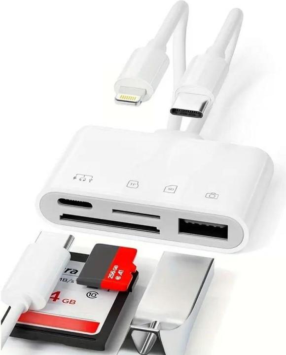 Image du produit PowerGuard 4-in-1 USB-C & Lightning Photo Camera Cardreader USB 3.0 OTG Adapter (USB Type C, Lightning)