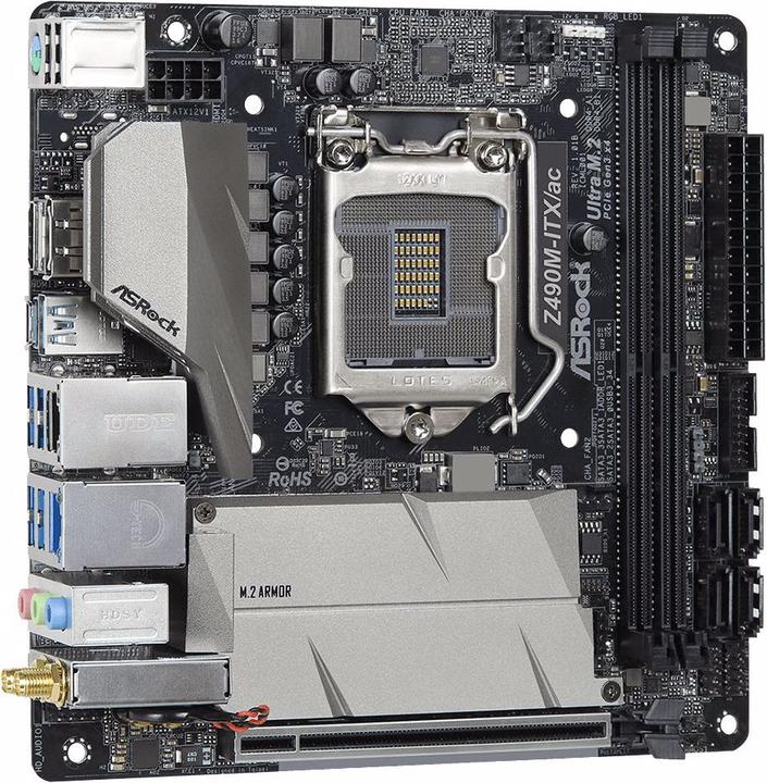 Actual product image AsRock Z490M-ITX/ac (LGA 1200, Intel Z490, Mini-ITX)