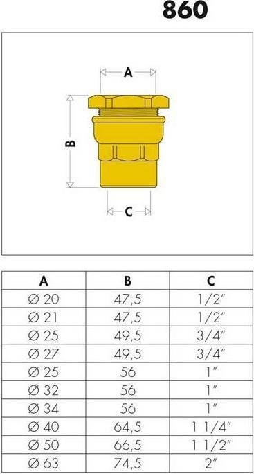 Produktbild Caleffi Anschlussverschraubung 860 Messing 20 x 1/2" IG (Rohrverschraubung)