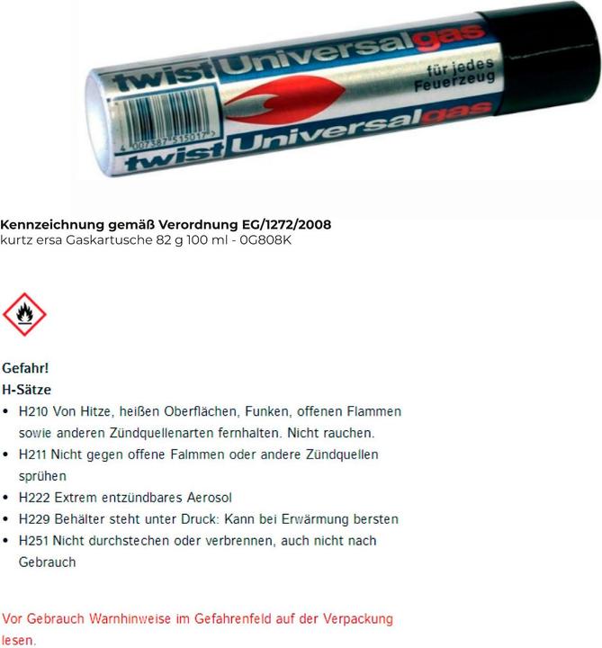 Immagine prodotto Kurtz Ersa Cartuccia di gas