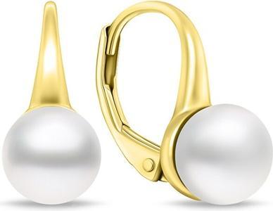 Brilio Silver - Gold plated pearl earrings EA938Y