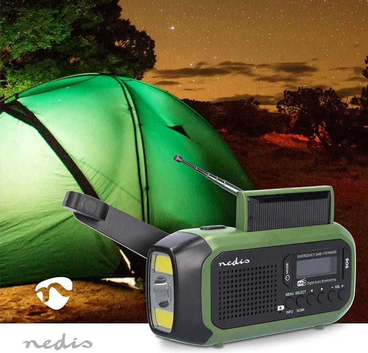 Produktbild Nedis Notfallradio | Tragbare Ausführung | DAB+ / FM | Batteriebetrieben / Handkurbel / Solar Powere (DAB+, FM)