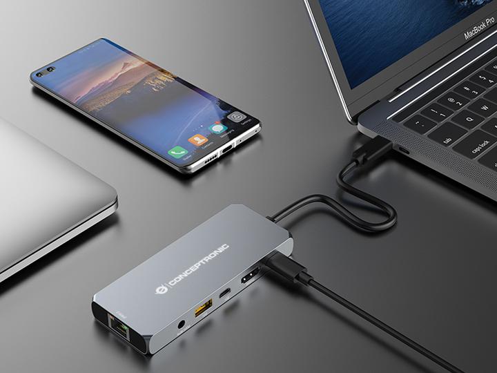 Image du produit Conceptronic Dock USB-C->HDMI,2.5GbE,USBC/3.0,100WPD0.18m gr (USB-C, 1 Ports)
