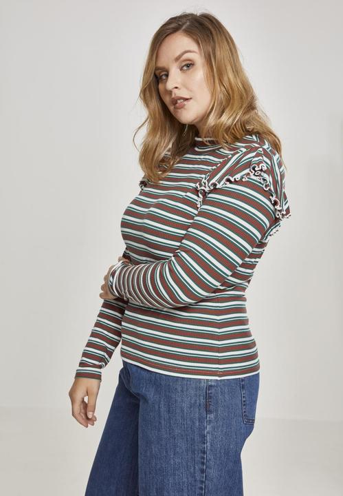 Actual product image Urban Classics Ladies Rib Striped Volant Turtleneck L/S (5XL)