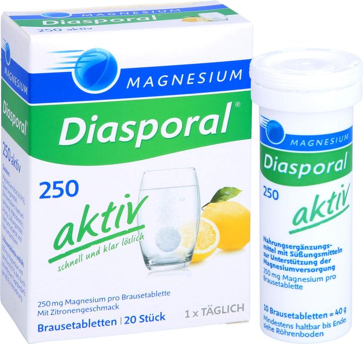 Immagine prodotto magnesium diasporal Magnesio-Diasporal 250 compresse effervescenti attive, 20 pezzi. (20 Pezzo/i, Compressa effervescente)