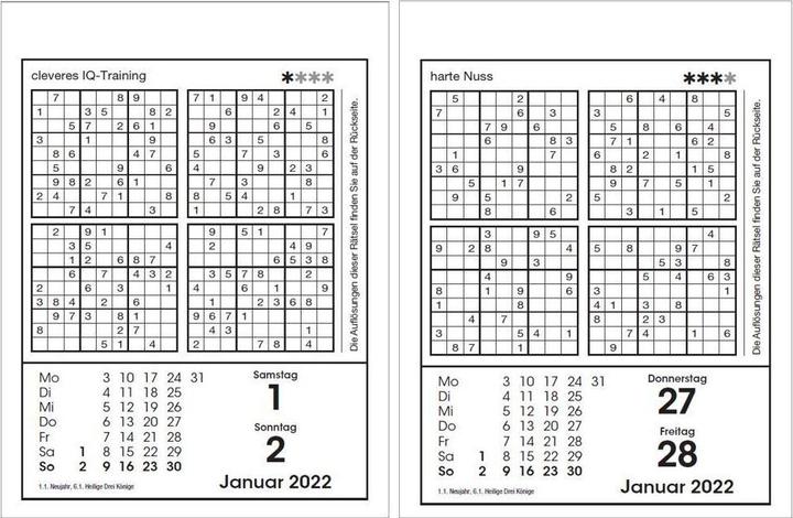 Produktbild Sudokukalender 2025. Der beliebte Abreisskalender mit 800 Zahlenrätseln (Deutsch)