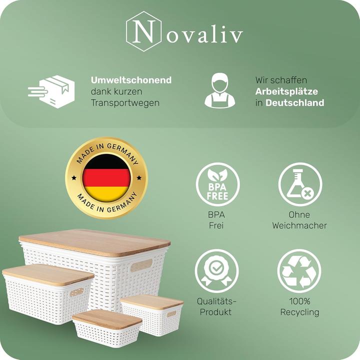 Produktbild Novaliv Aufbewahrungsbox mit Deckel Mini 1L Korb Weiss in Rattan Design Lebensmittelecht Aufbewahrung (1 l)