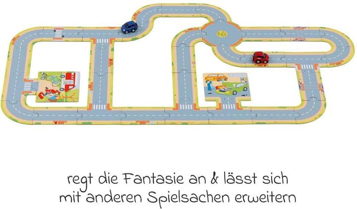 Produktbild Goki Spielset Spielstrasse mit 2 Fahrzeugen (47 Teile)