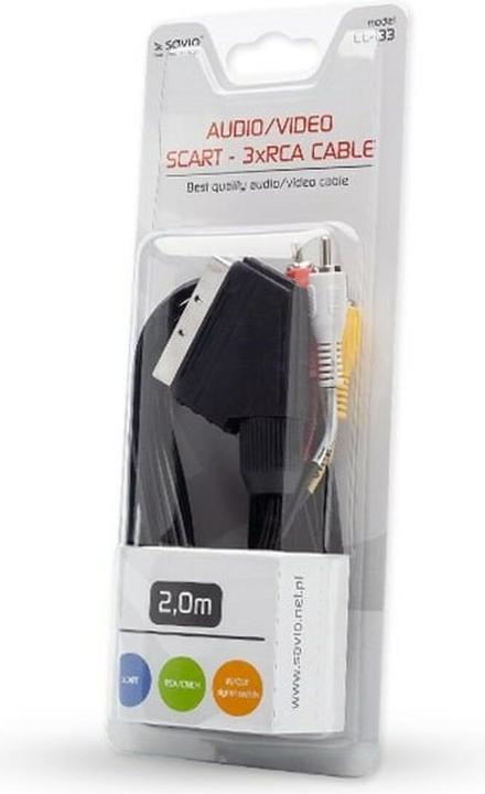 Immagine prodotto Savio CL-133 Cavo SCART SCART (21-pin) 3 x RCA Multicolore (2 m)